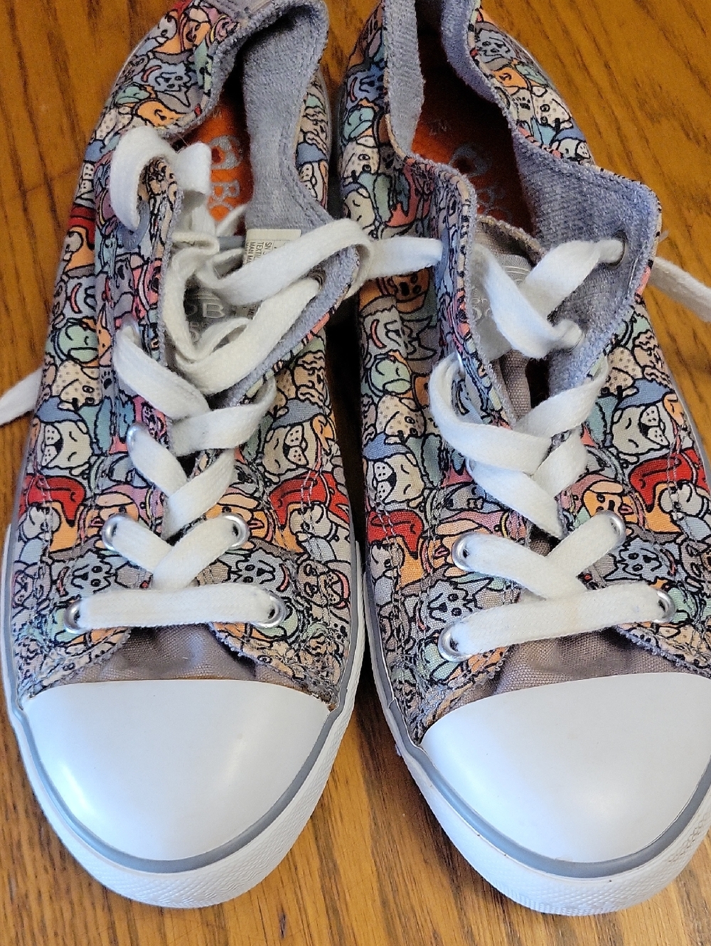 BOBS from Skechers Kids Multi-Print Canvas Sneakers with White Laces